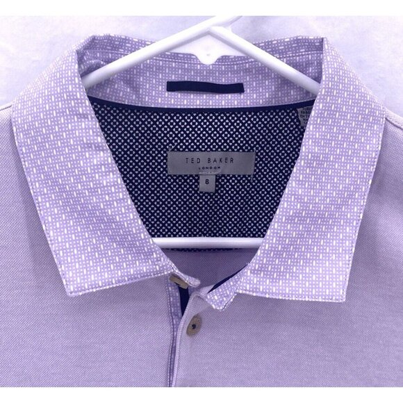 Ted Baker London Polo Shirt Mens 6 Jersey Golf Lavender Contrast Collar 2XL 48 - Picture 3 of 7
